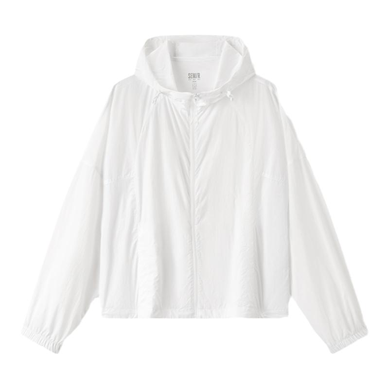 森马防晒衣女户外夏季薄款外套抽绳宽松有质感夹克女生白色皮肤衣