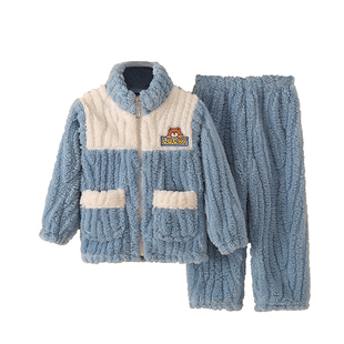 亲子睡衣2024新款冬季法兰绒母女男童女孩父子珊瑚绒家居服套装