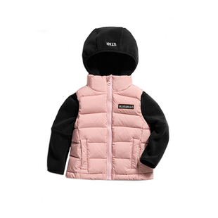 儿童秋冬套装羽绒马甲连帽卫衣中大童羽绒背心卫衣双面绒两件套