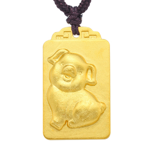 俏时尚金楼黄金吊坠999足金十二生肖猪项链情侣猪年本命年属相猪