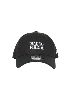 WACKOMARIA黑色刺绣弯檐鸭舌帽