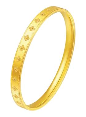 镀黄金女士手镯新款18k金经典款四叶草手环实心气质手饰999送女友