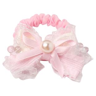 韩版高定款珍珠蝴蝶头绳女童甜美网纱发绳橡皮筋儿童甜美发圈头饰