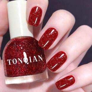 红色指甲油免考显白持久防水不掉色免烤快干闪耀红色美甲油不可剥
