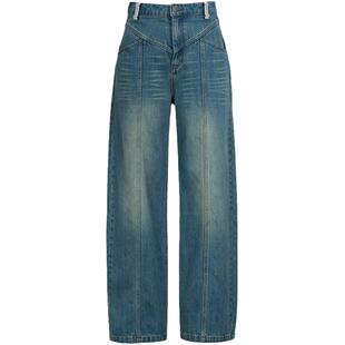 CALVINLUO 分割线直筒牛仔裤 24春夏 新品 蓝/黑色 欧阳娜娜同款