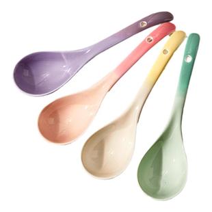 渐变色大汤勺陶瓷家用粥勺大号盛汤喝稀饭汤匙长柄调羹大勺子精致
