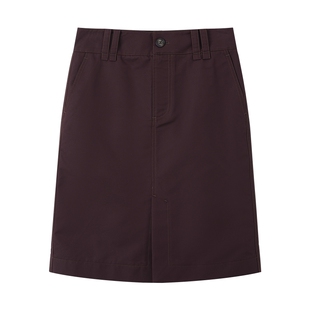 【商场同款】LILY2025新款女装复古中高腰酒红色半身裙直筒裙