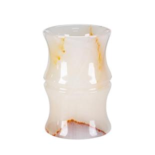 玉石笔筒书房办公室玉雕装饰摆件文房四宝圆筒花器送老师创意礼品