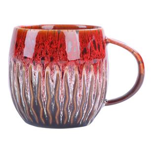 陶瓷600ml大容量马克杯家用喝水杯子高颜值早餐杯粗陶窑变咖啡杯