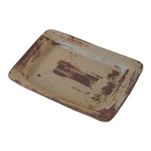 秋野家景德镇日式刷釉粗陶碟侘寂风陶瓷手工菜盘椭圆沙拉盘复古风