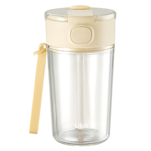 套壳杯高硼硅玻璃杯女高颜值耐高温吸管杯便携女水杯泡茶杯随手杯