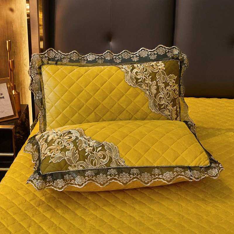 冬天纯色短毛绒水晶绒保暖夹棉加厚枕头套单人枕套枕芯罩一对装