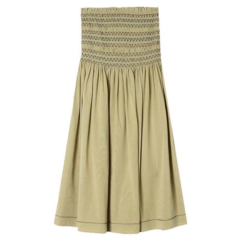 度假风松紧腰抹胸连衣裙