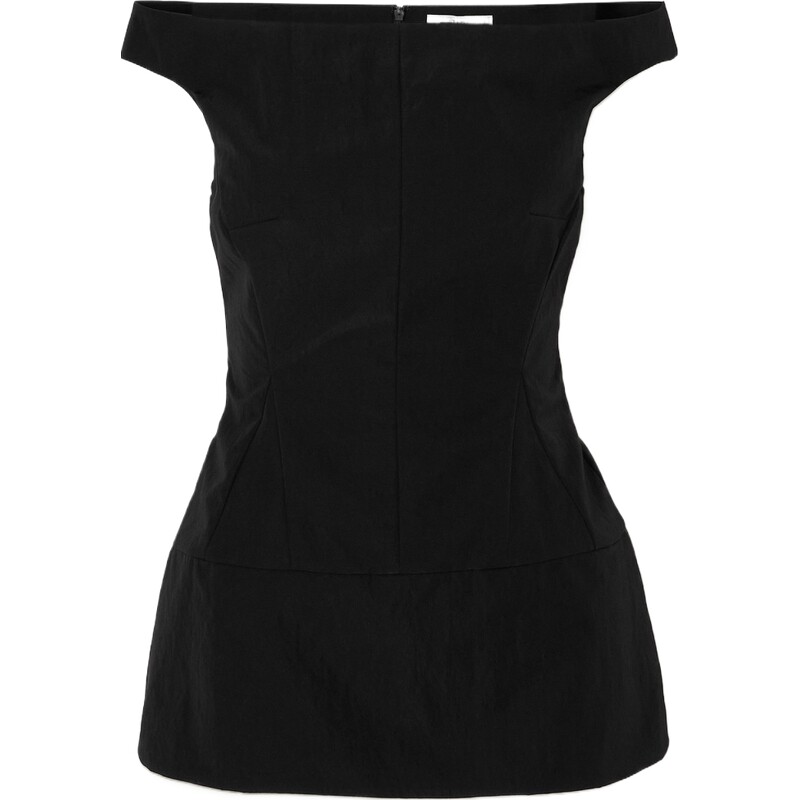 Tibi 夏季女摩登利落露肩帆布上衣