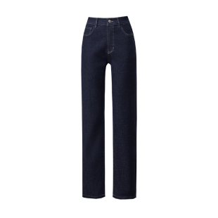 逸阳厚绒直筒裤女冬季新款加绒显瘦烟管裤日常百搭牛仔长裤子