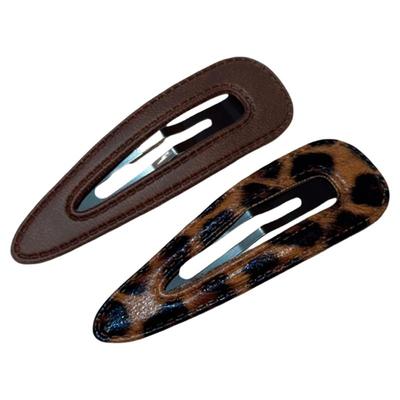 韩系时髦个性咖色豹纹水滴BB夹