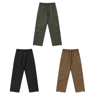 吕小虎ACTUP 春季军绿色工装休闲裤男士松紧腰直筒裤青少年长裤子