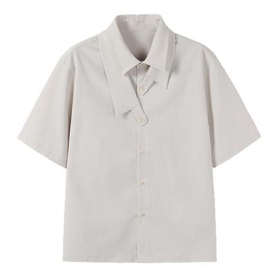 WHIMNOTION 25SS Sorona解构可拆卸组合领肌理感短袖衬衫抗皱垂顺