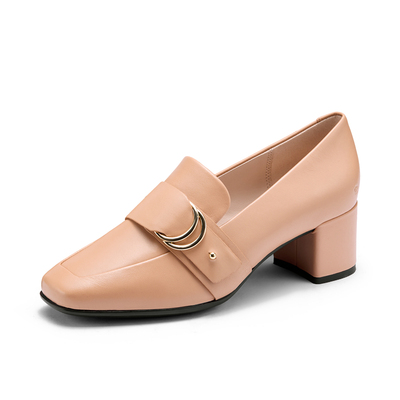 ECCO爱步通勤一脚蹬粗跟乐福鞋