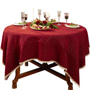 红桌布防水Miss Peony美法式新年氛围高级轻奢结婚圆餐桌垫旗盖布