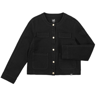 【预售】Lee26秋冬新品舒适版圆领工装长袖牛仔夹克女黑色外套潮
