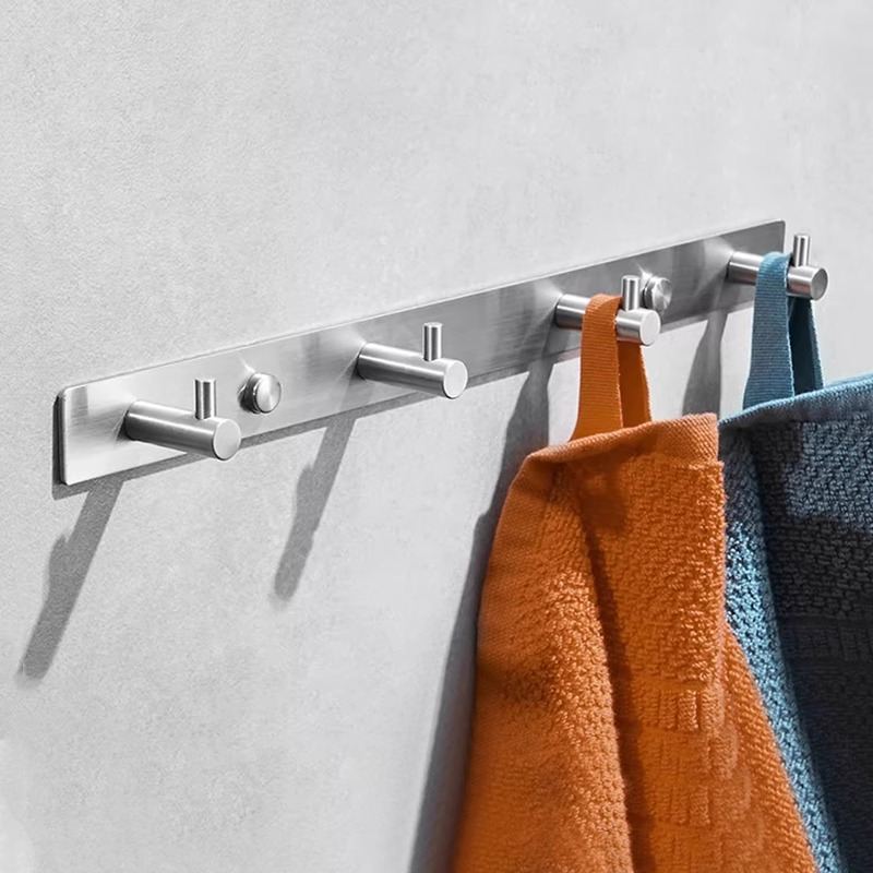 304不锈钢拉丝挂衣钩免打孔卧室排钩客厅衣帽钩厨房后挂钩酒店门