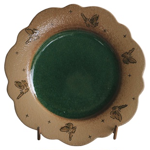 泽滕家冰裂纹盘子法式花瓣边高级感西餐厅冷餐摆盘甜品蛋糕拍照碟