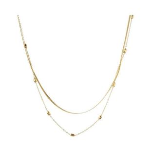 双层叠戴豆豆锁骨链日韩风气质百搭时尚项链女轻奢高级感精致颈链