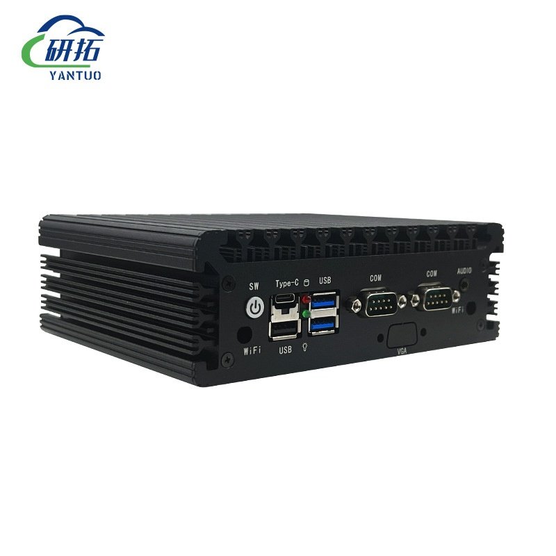 研拓现货J6412迷你工控机2COM口工控一体机6USB四网口软路由跨境