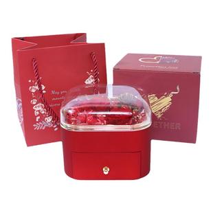 玫瑰永生花首饰盒项链包装盒亚克力礼盒戒指空盒子耳环饰品盒收纳