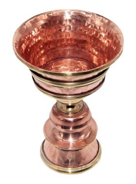 西行人酥油灯座紫铜佛堂桌面摆件