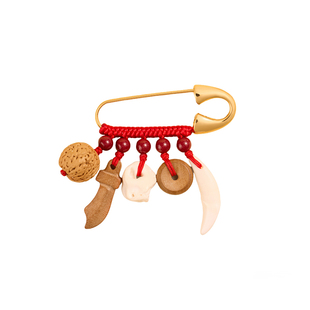 庆祥泰胡桃木别针婴儿宝宝儿童孕妇安胎外出平安扣护身符平安挂件