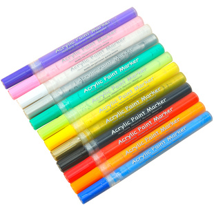 美甲专用画笔涂鸦丙烯颜料DIY专用上色速干免烤灯彩绘马克笔12色