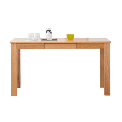 长方形橡木大粗腿稳固饭桌餐桌