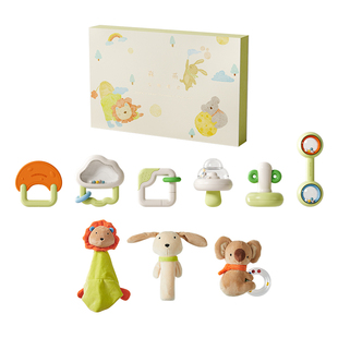 曼龙宝宝手摇铃礼盒新生儿礼物婴儿玩具满月见面礼小月龄百天礼