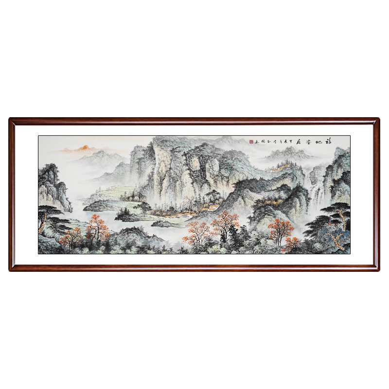 名家手绘新中式字画聚宝盆山水画