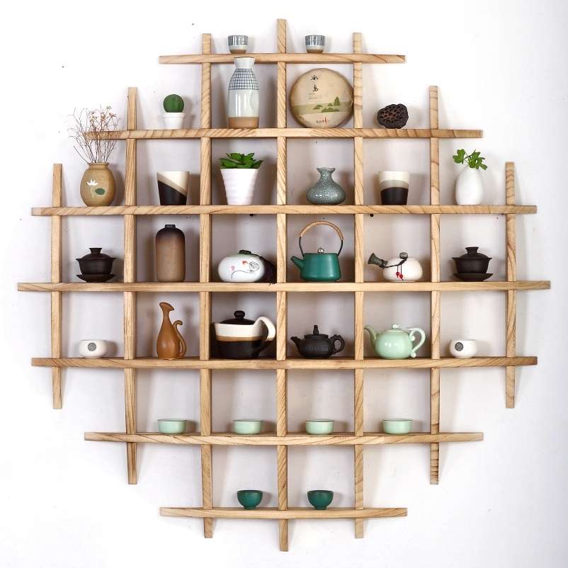 实木博古架中式挂墙置物架多宝格茶壶架摆架壁挂式茶杯茶具展示架