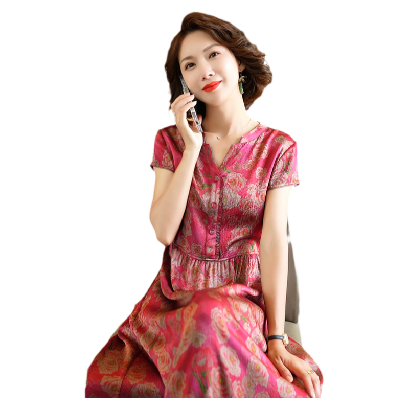 迪芬璐嘉气质优雅真丝连衣裙女