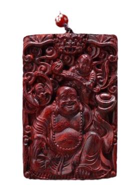 小叶紫檀招财木质本命佛项链吊坠