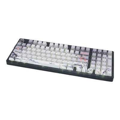 佐赫ZH980机械键盘山水画侧刻客制化游戏办公三模有线无线麻将音