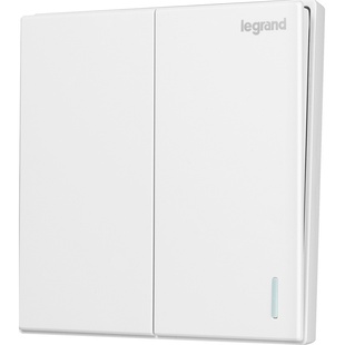 罗格朗开关插座面板仕典玉兰白四开双控带荧光四位双极电源86型