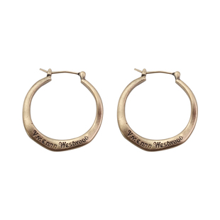 西太后字母金属耳扣2026新款爆款古铜色耳环轻奢高级感小香风耳饰