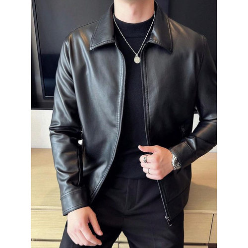 O 41849 Slim leather moto jacket 韩版修身仿皮机车外套