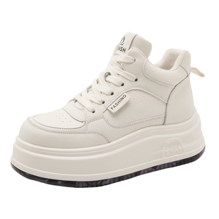 欧洲站高帮加绒小白鞋女2025新款百搭秋冬季二棉厚底增高休闲板鞋