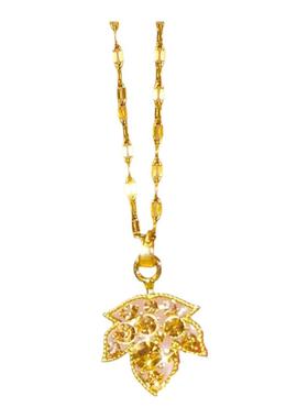 咖色枫叶吊坠项链颈链女