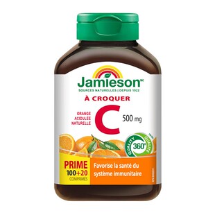 Jamieson健美生维生素C咀嚼片VC天然维他命C橙子味维B维c120片