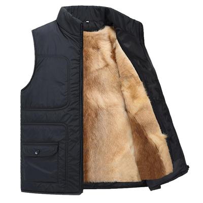 冬季皮毛一体立领男款羽绒马甲