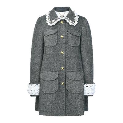 时尚重工钉珠人字呢外套