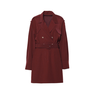 DPLAY2025秋季新款红色连衣裙女气质安哥拉红裙子短款西装裙长袖