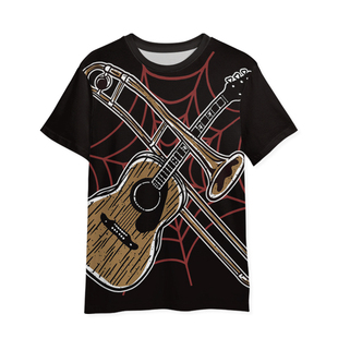 吉他印花短袖男款t恤衫透气速干百搭男士T恤休闲上衣青年2026新款
